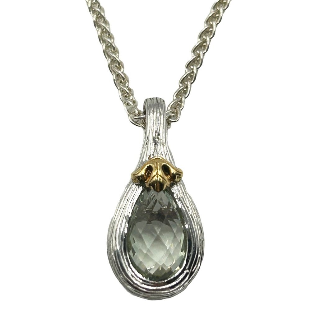 Ariva Sterling & 18K 1.40 cttw Green Quartz 16" Pendant Necklace